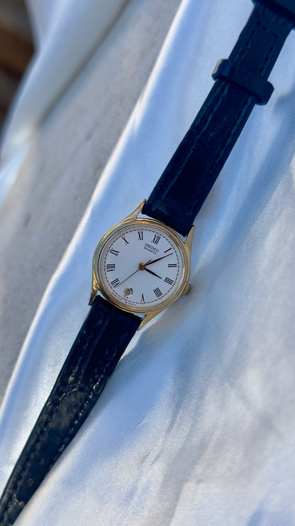 Vintage Seiko Datejust 1999 Watch - Gold Plated Case, Roman Dial, Genuine Leather