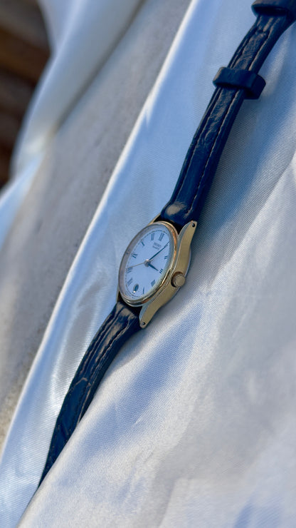 Vintage Seiko Datejust 1999 Watch - Gold Plated Case, Roman Dial, Genuine Leather