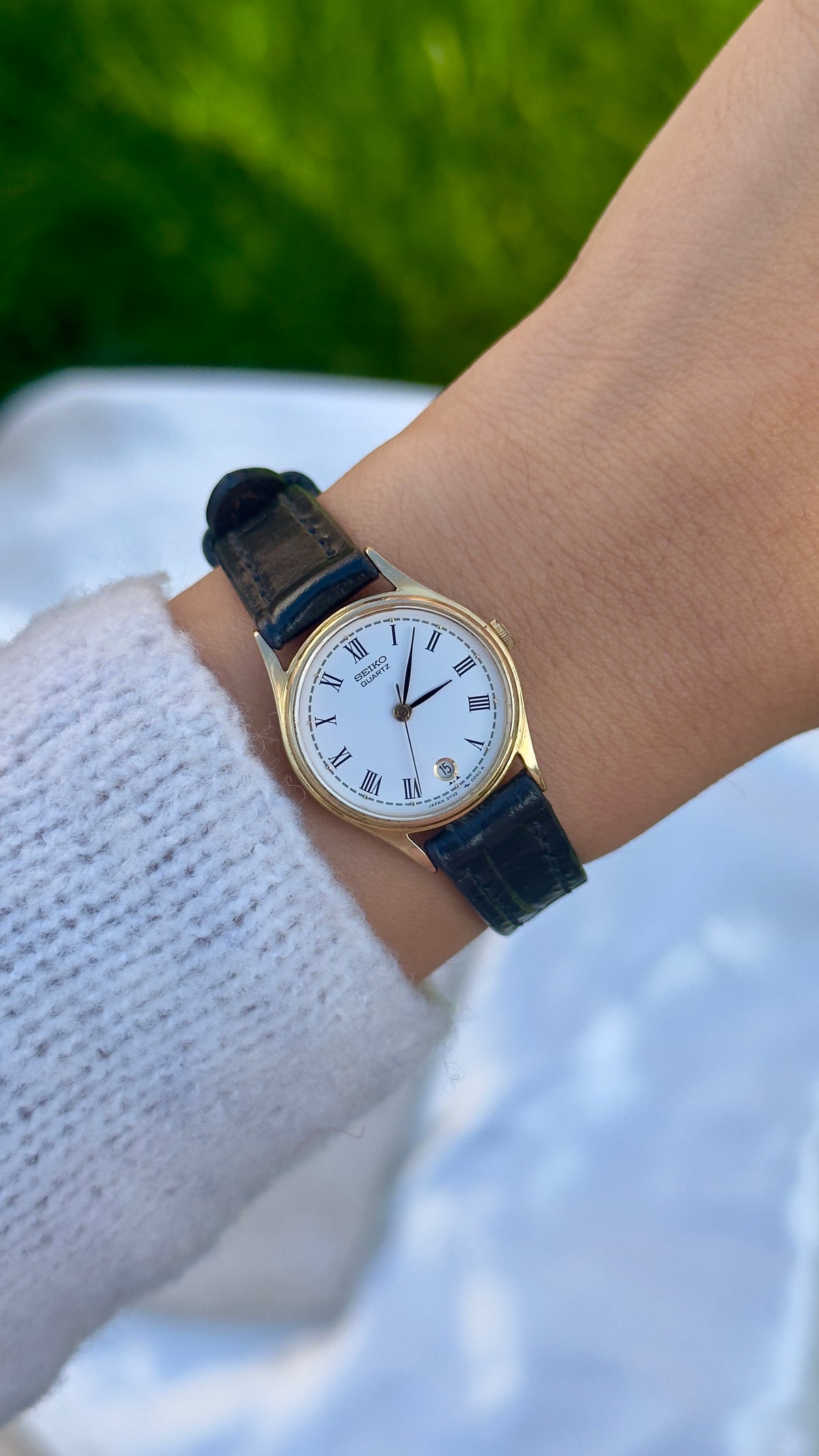 Vintage Seiko Datejust 1999 Watch - Gold Plated Case, Roman Dial, Genuine Leather