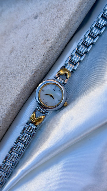 Hanae Mori vintage watch - Butterfly bracelet, pearl dial