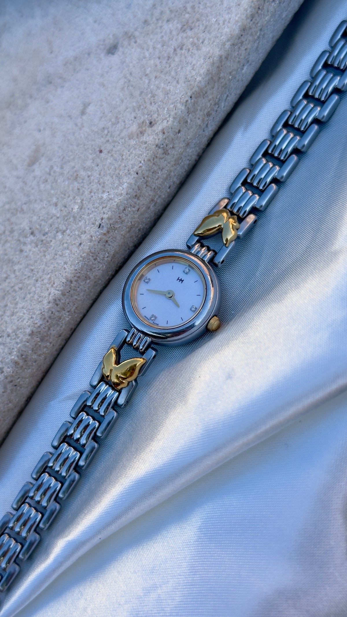 Hanae Mori vintage watch - Butterfly bracelet, pearl dial