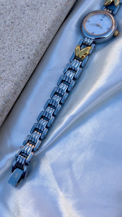 Hanae Mori vintage watch - Butterfly bracelet, pearl dial