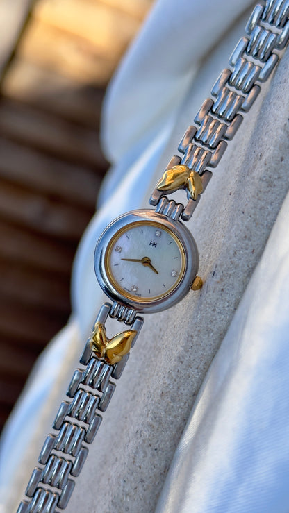 Hanae Mori vintage watch - Butterfly bracelet, pearl dial