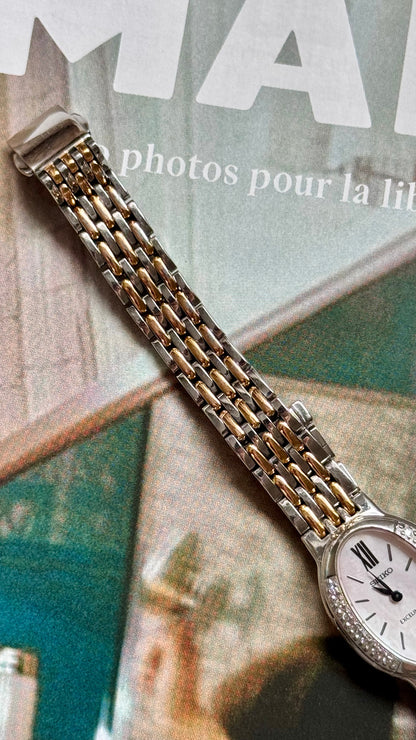 Seiko Exceline 1994 vintage watch - Mother of pearl dial with diamonds
