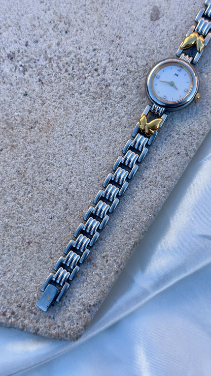 Hanae Mori vintage watch - Butterfly bracelet, pearl dial