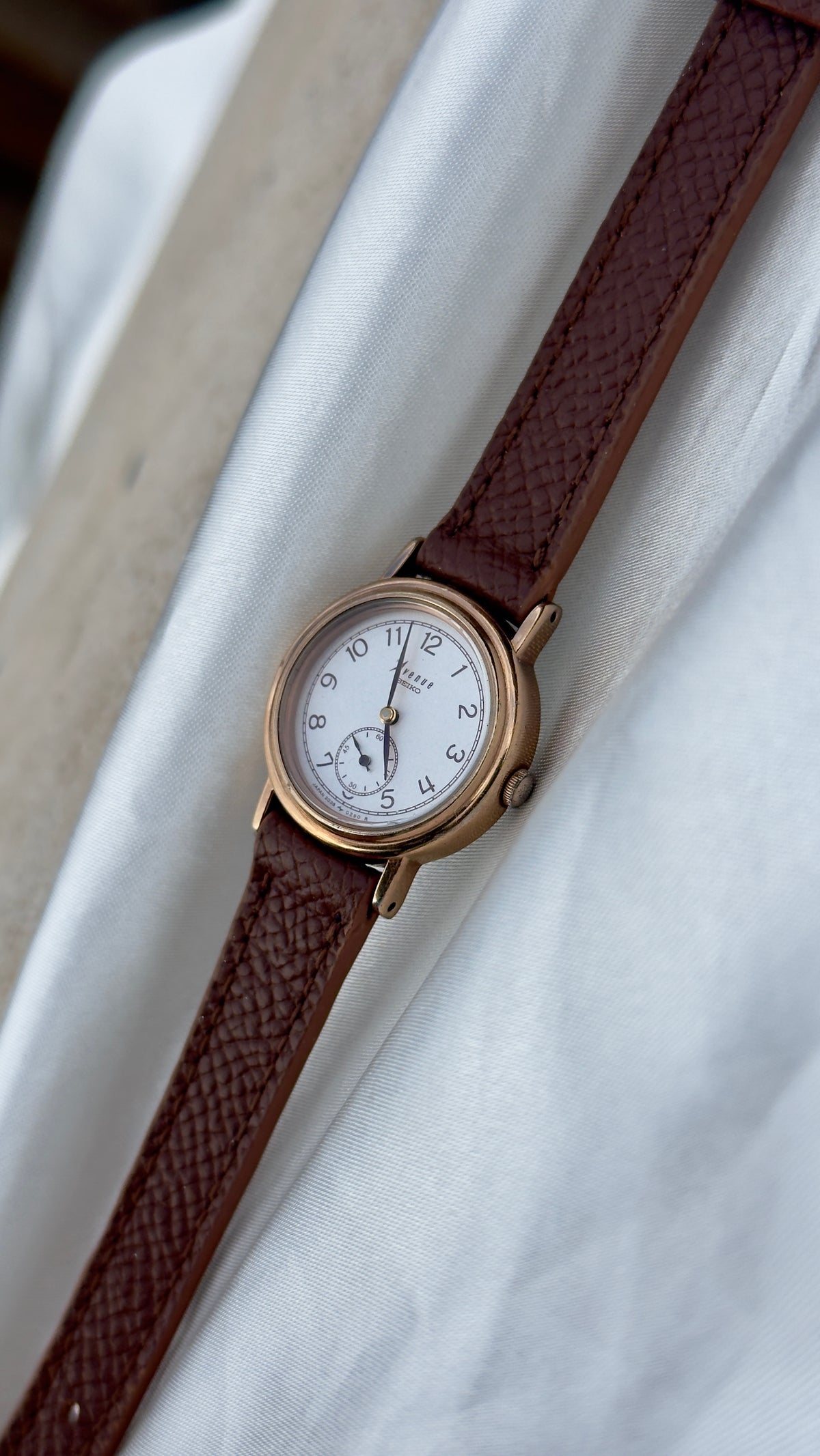 Vintage Seiko Avenue Sub second 1997 Watch - Gold Plated Case, Genuine Leather