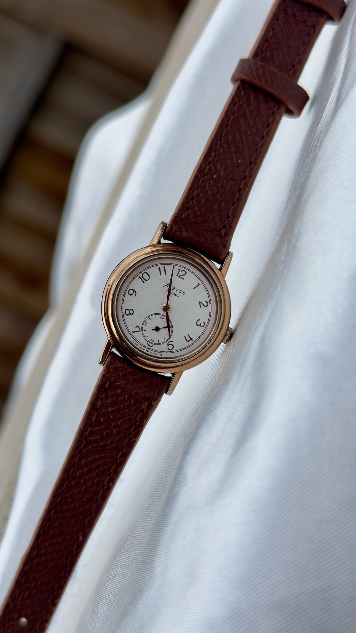 Vintage Seiko Avenue Sub second 1997 Watch - Gold Plated Case, Genuine Leather