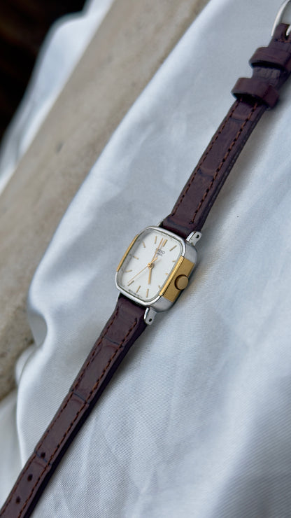 Vintage Seiko Two-toned 1982 Watch - Gold&Palladium Plated Case, Genuine Leather