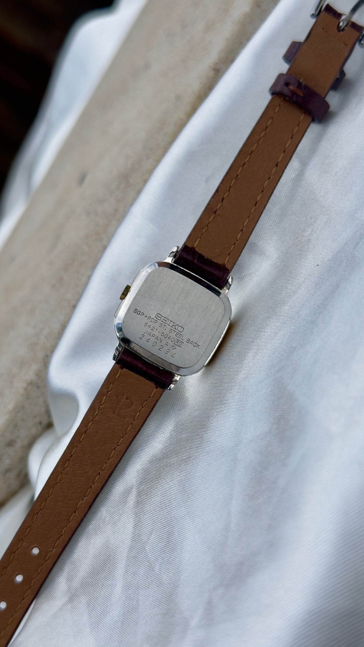 Vintage Seiko Two-toned 1982 Watch - Gold&Palladium Plated Case, Genuine Leather