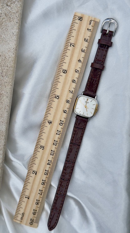 Vintage Seiko Two-toned 1982 Watch - Gold&Palladium Plated Case, Genuine Leather