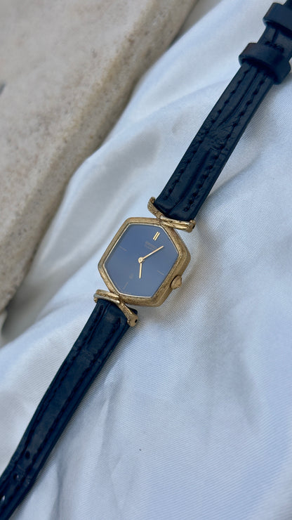 Ultra Rare Vintage 1978 Seiko Watch - Gold Plated Case, Genuine Handmade Leather