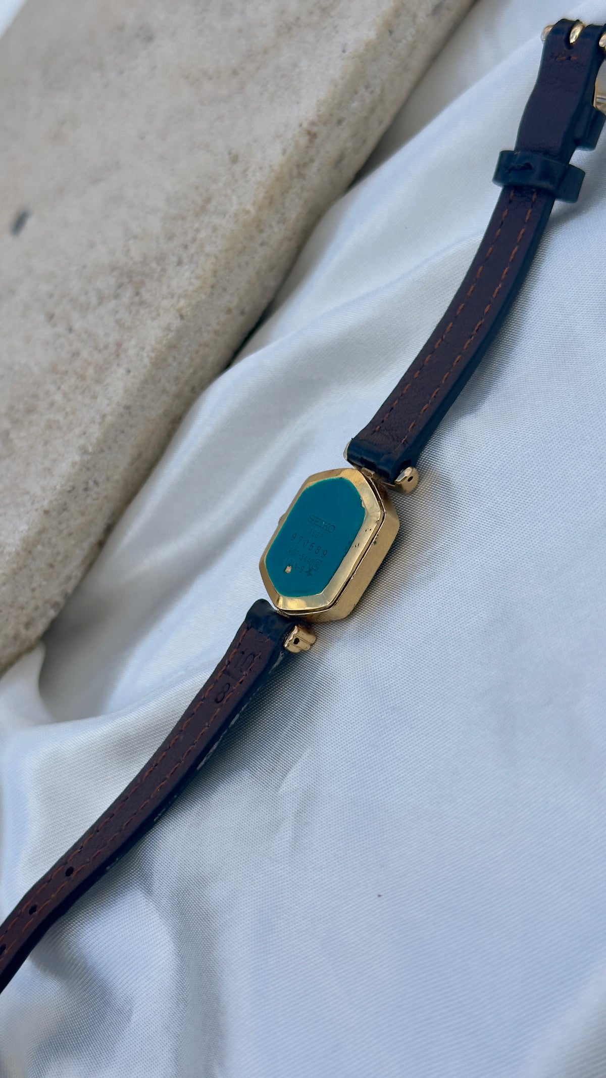 Ultra Rare Vintage 1978 Seiko Watch - Gold Plated Case, Genuine Handmade Leather