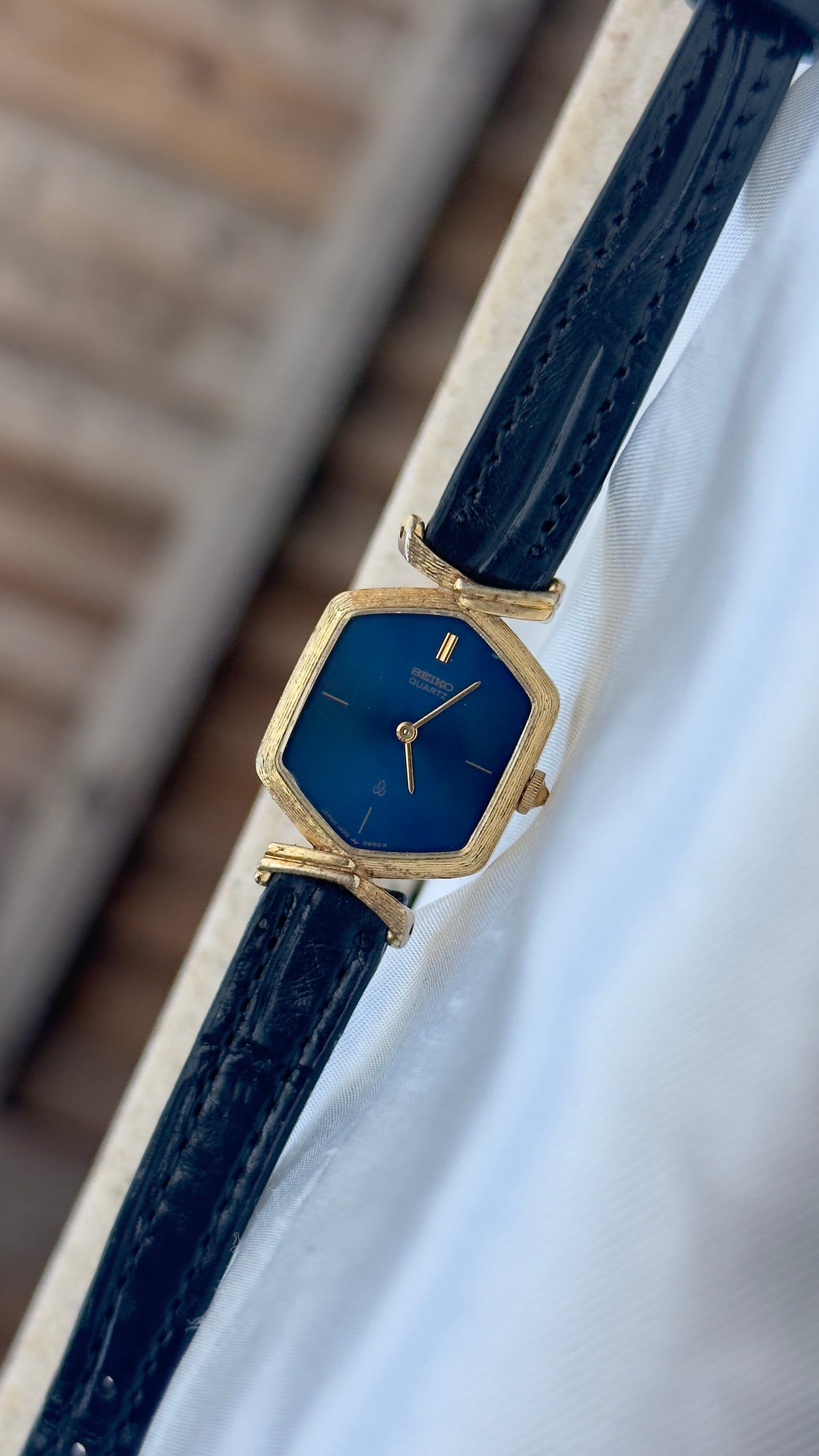 Ultra Rare Vintage 1978 Seiko Watch - Gold Plated Case, Genuine Handmade Leather