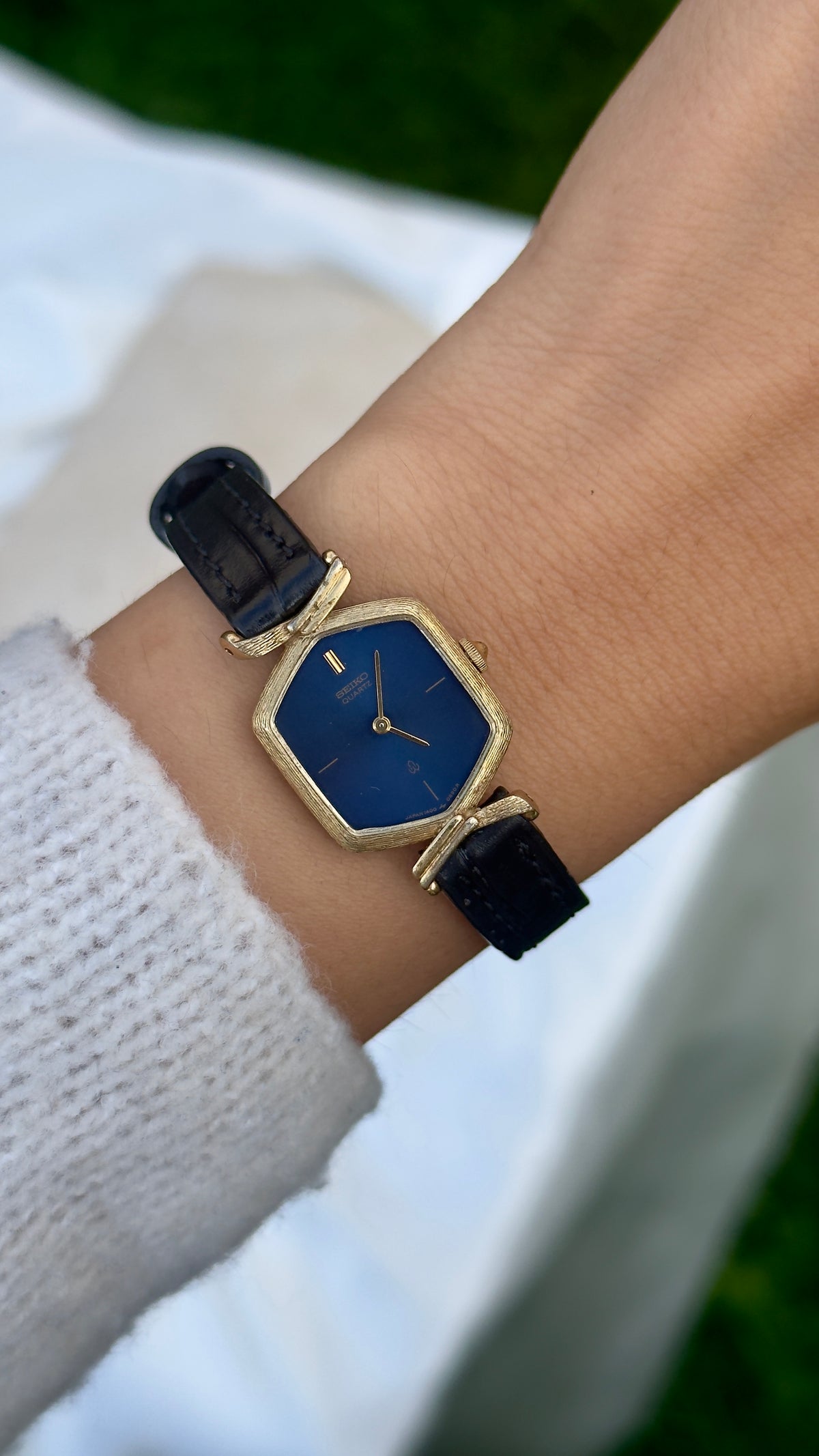 Ultra Rare Vintage 1978 Seiko Watch - Gold Plated Case, Genuine Handmade Leather