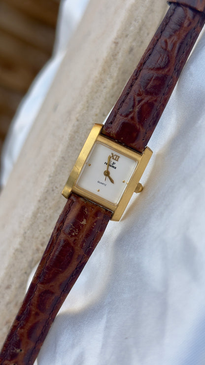 Renoma Paris Vintage Tank Watch 1980s - Brushed Gold Plated