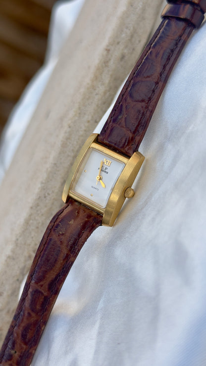 Renoma Paris Vintage Tank Watch 1980s - Brushed Gold Plated