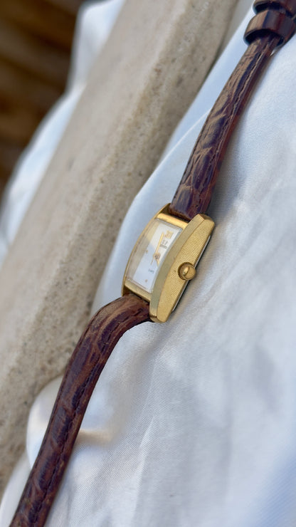 Renoma Paris Vintage Tank Watch 1980s - Brushed Gold Plated