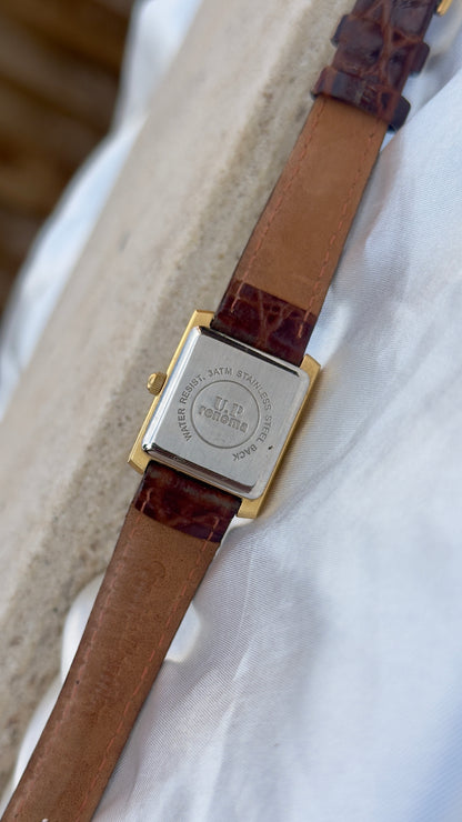 Renoma Paris Vintage Tank Watch 1980s - Brushed Gold Plated