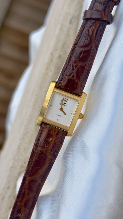 Renoma Paris Vintage Tank Watch 1980s - Brushed Gold Plated