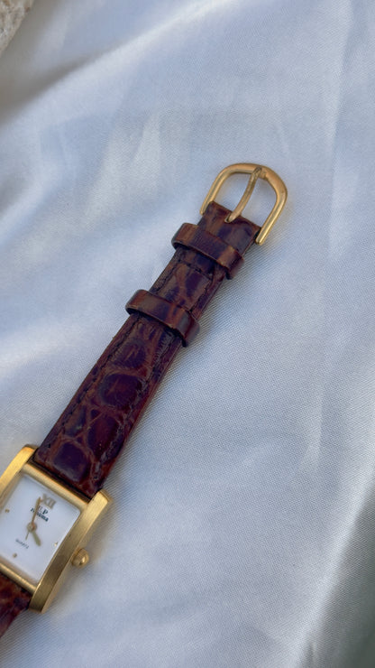 Renoma Paris Vintage Tank Watch 1980s - Brushed Gold Plated