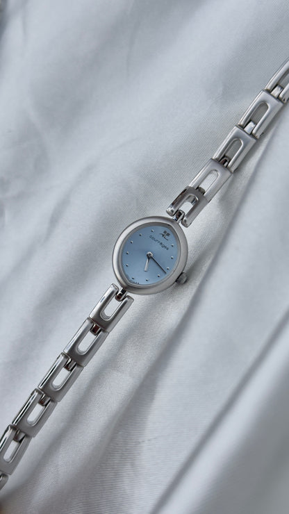 Vintage Baby Blue Dial Watch Collection, 80s 90s Designer Watches, Courrèges Kookai Marie Claire Citizen