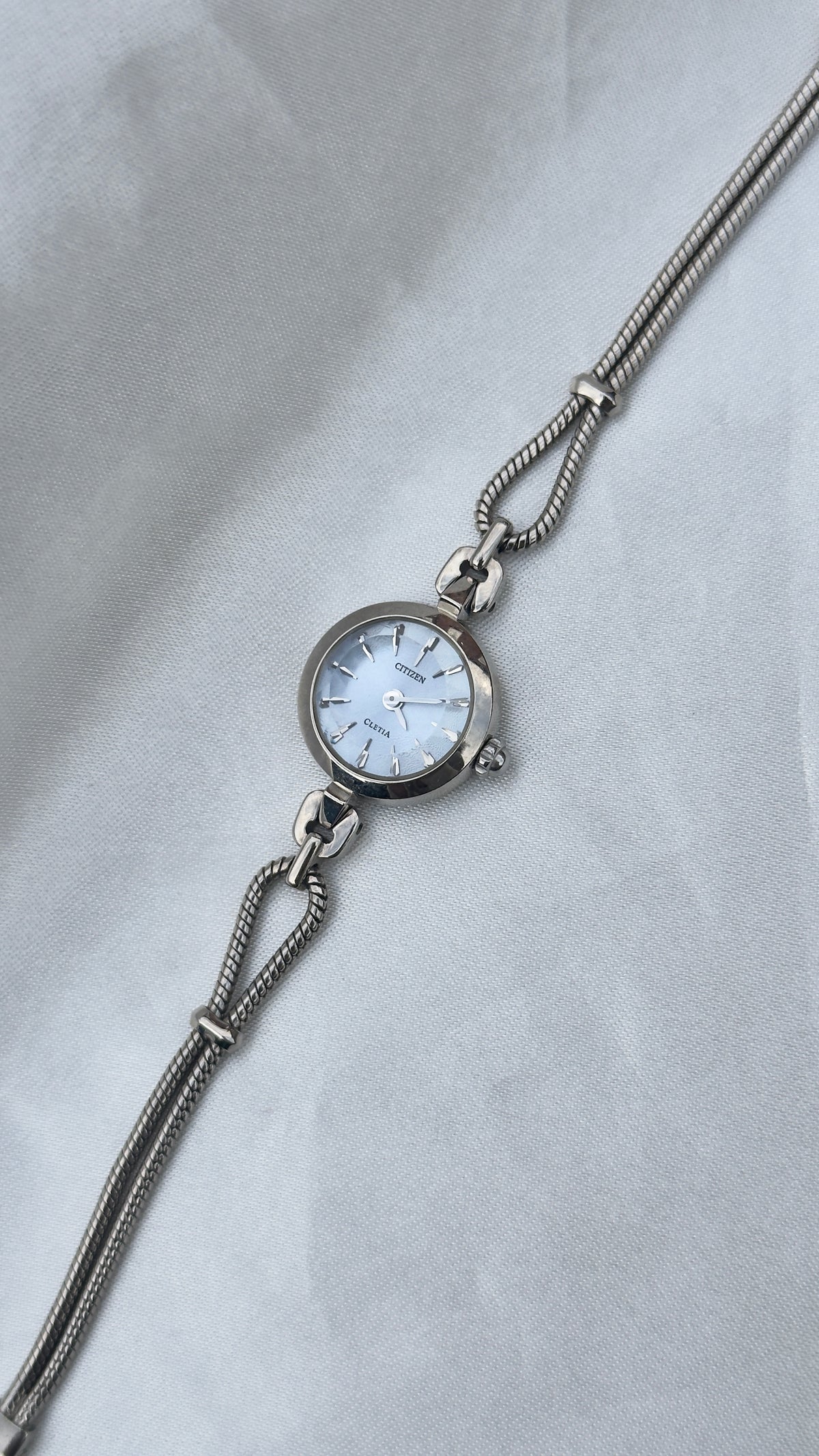 Vintage Baby Blue Dial Watch Collection, 80s 90s Designer Watches, Courrèges Kookai Marie Claire Citizen