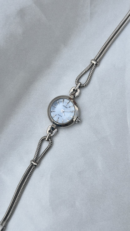 Vintage Baby Blue Dial Watch Collection, 80s 90s Designer Watches, Courrèges Kookai Marie Claire Citizen