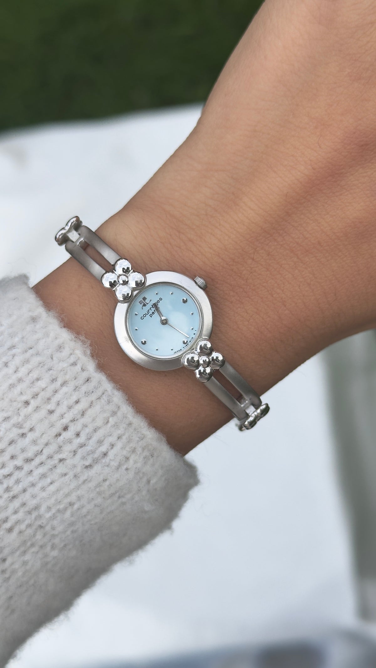 Vintage Baby Blue Dial Watch Collection, 80s 90s Designer Watches, Courrèges Kookai Marie Claire Citizen