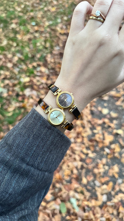 Aureole tortoiseshell inspired & gold vintage watches