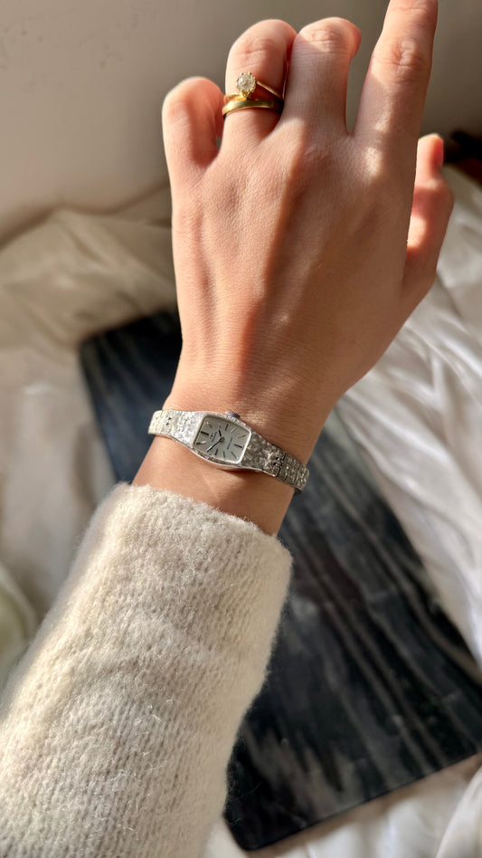 Rare find Technos vintage watch 1970s - white gold plated - manual wind