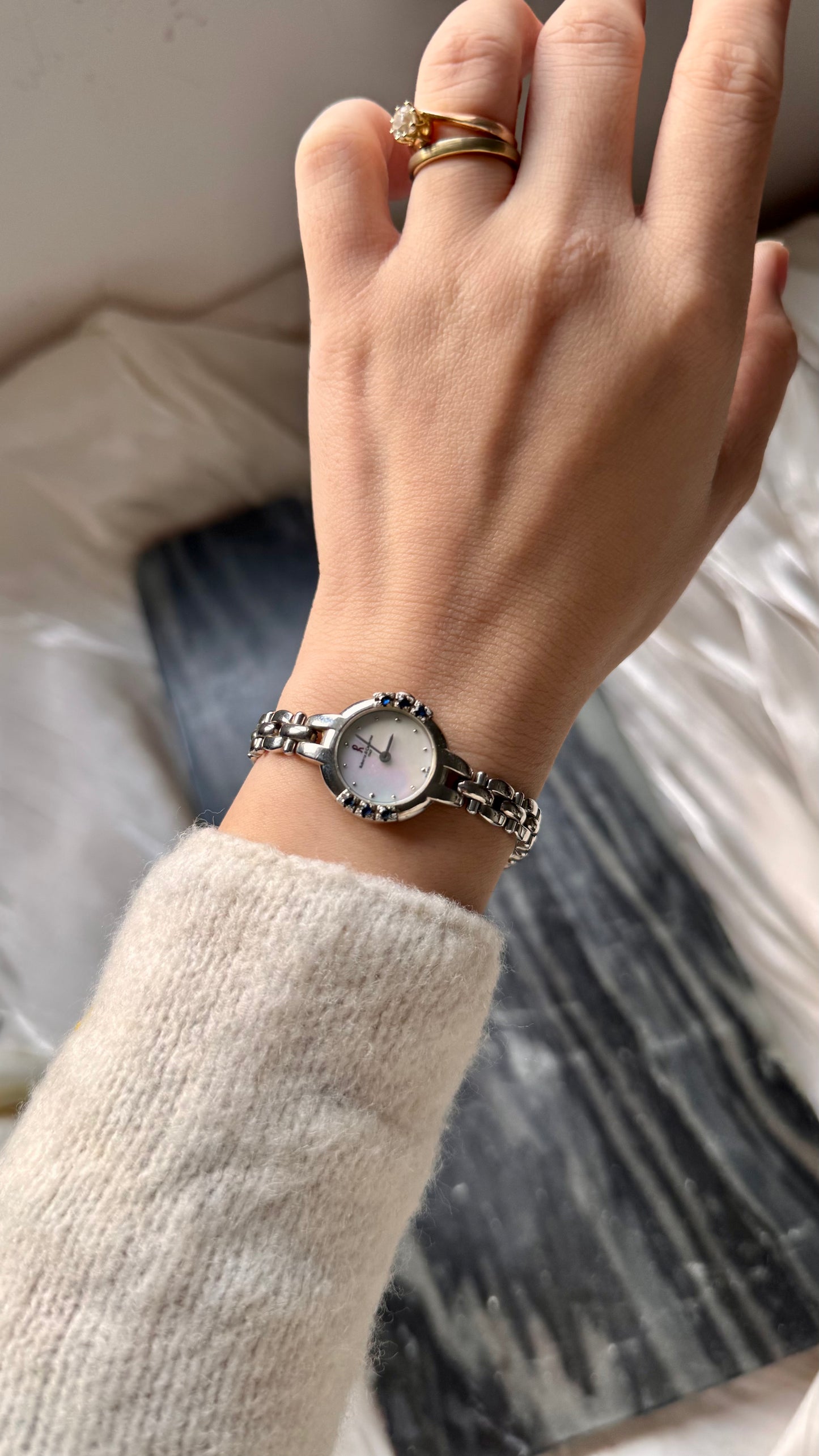 1990s Roberta di Camerino - Mother of Pearl Dial with Blue Sapphire and Diamonds