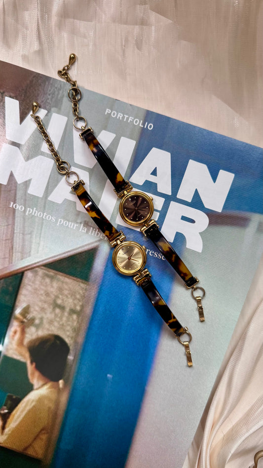 Aureole tortoiseshell inspired & gold vintage watches