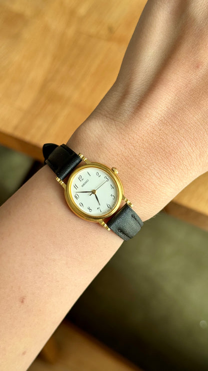 Classic Seiko Stepped Case Vintage Watch 1990 - Gold Plated