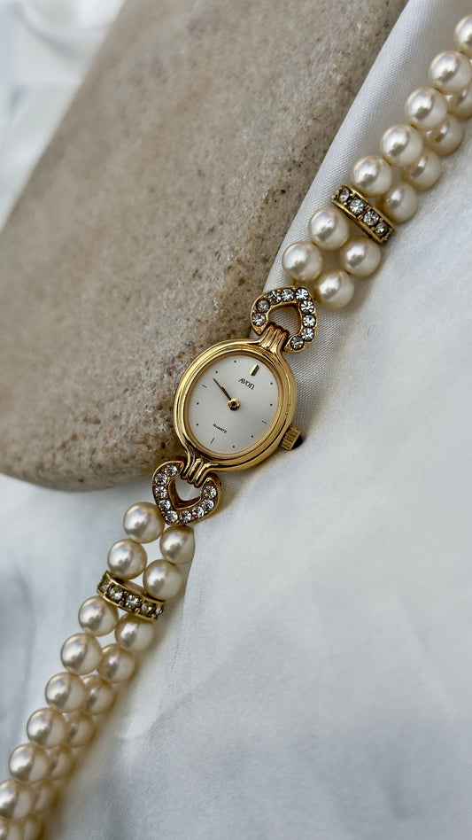 Art Deco Avon vintage watch - Faux Pearl