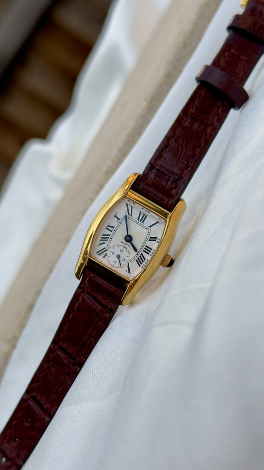 Vintage Noevir Watch 1990s - Handmade Genuine Leather