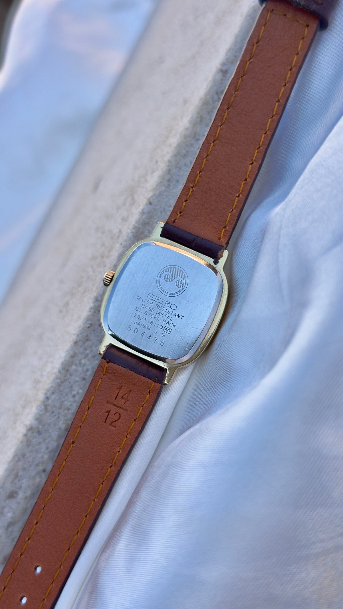 Vintage 1985 Seiko Watch - Gold Plated Case, Genuine Handmade Leather