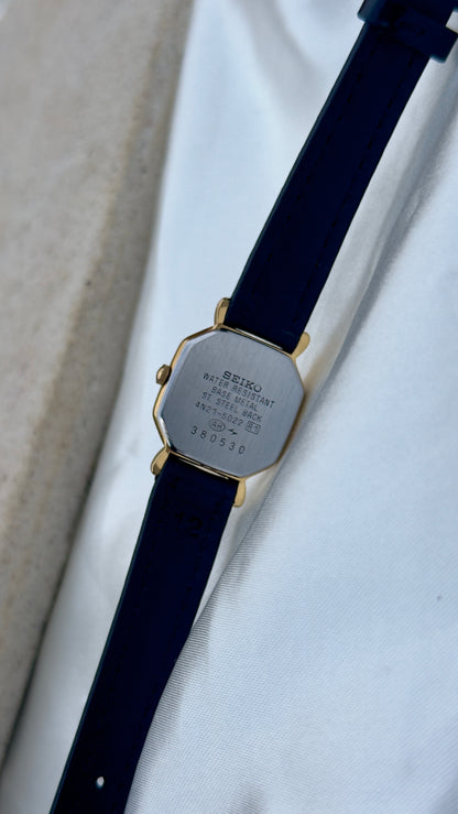 Vintage 1993 Seiko Watch - Gold Plated Case, Genuine Handmade Leather