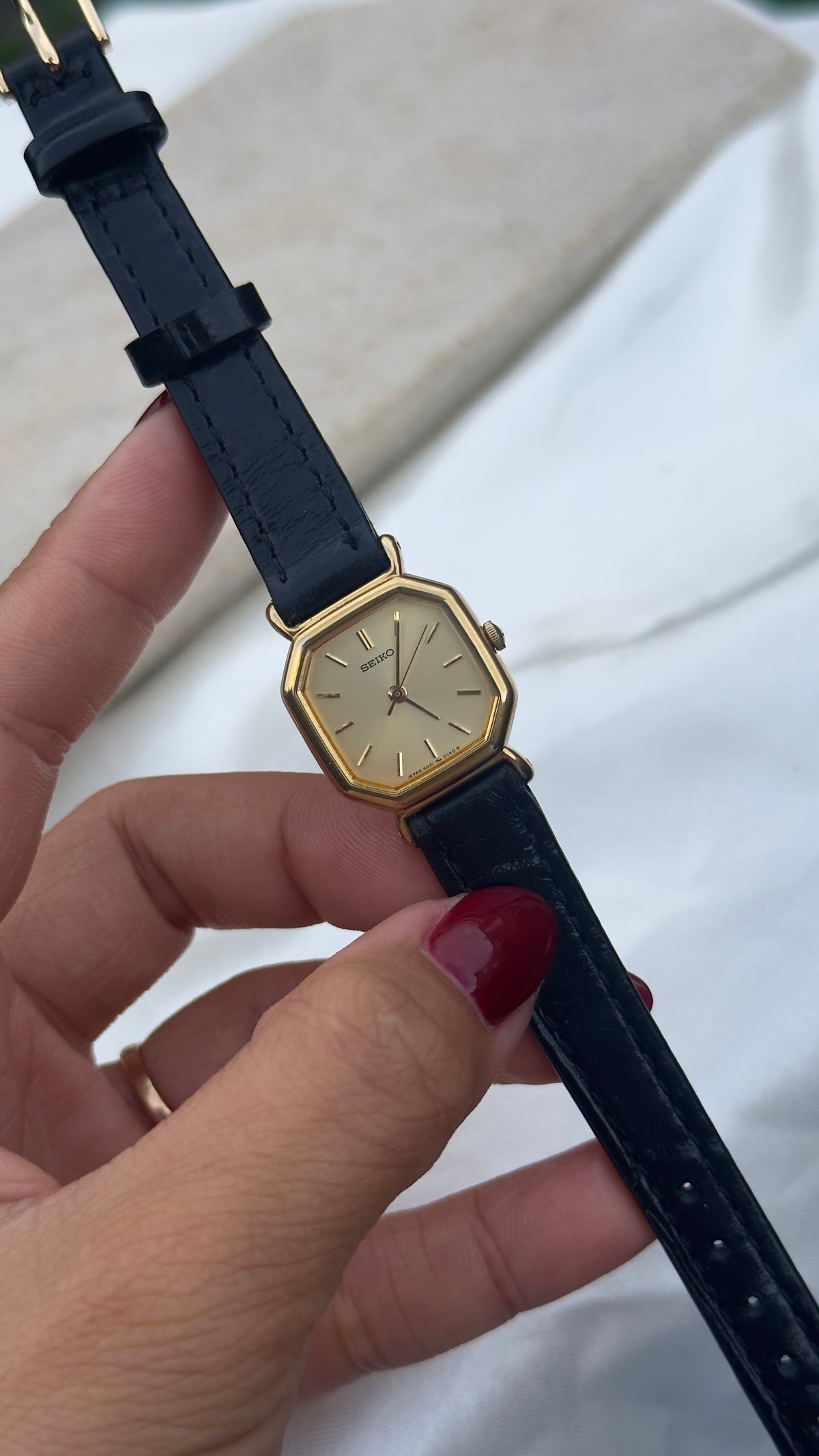 Vintage 1993 Seiko Watch - Gold Plated Case, Genuine Handmade Leather