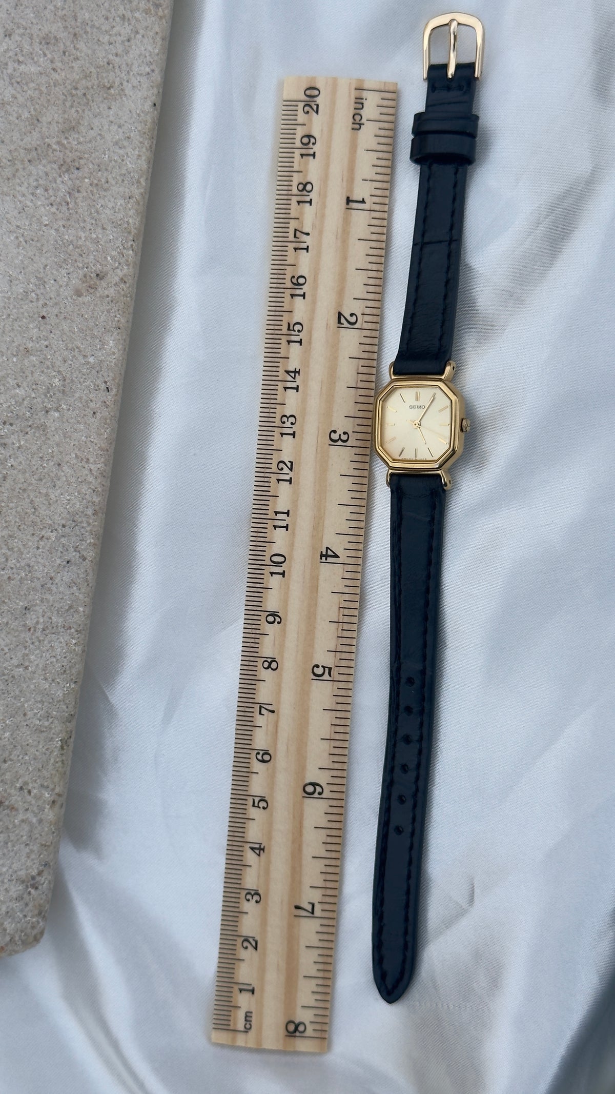 Vintage 1993 Seiko Watch - Gold Plated Case, Genuine Handmade Leather