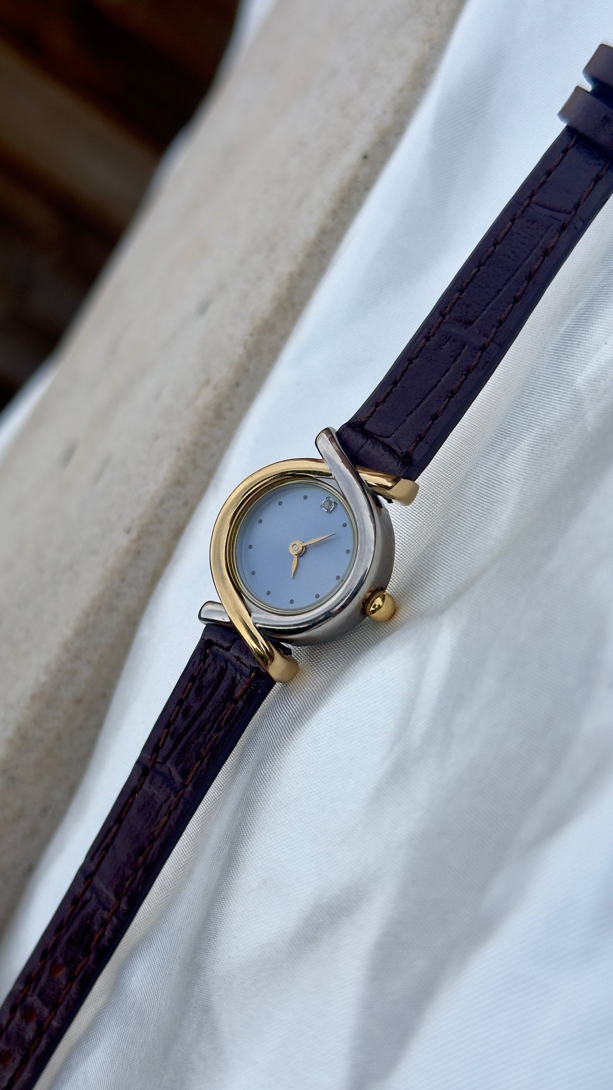 Vintage 1990s Citizen Pola Watch - Two-toned Case, Genuine Handmade Leather
