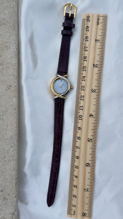 Vintage 1990s Citizen Pola Watch - Two-toned Case, Genuine Handmade Leather