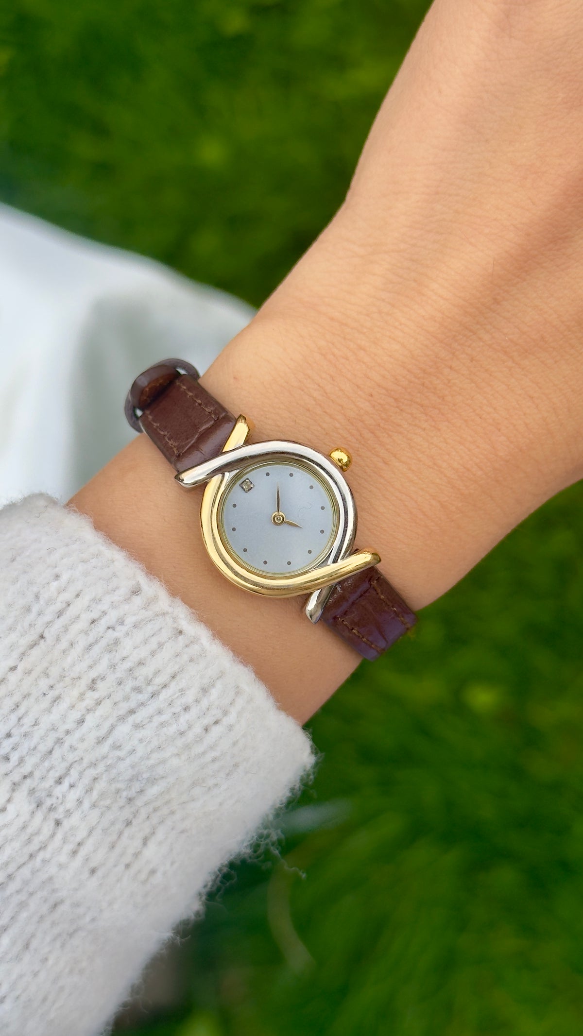 Vintage 1990s Citizen Pola Watch - Two-toned Case, Genuine Handmade Leather