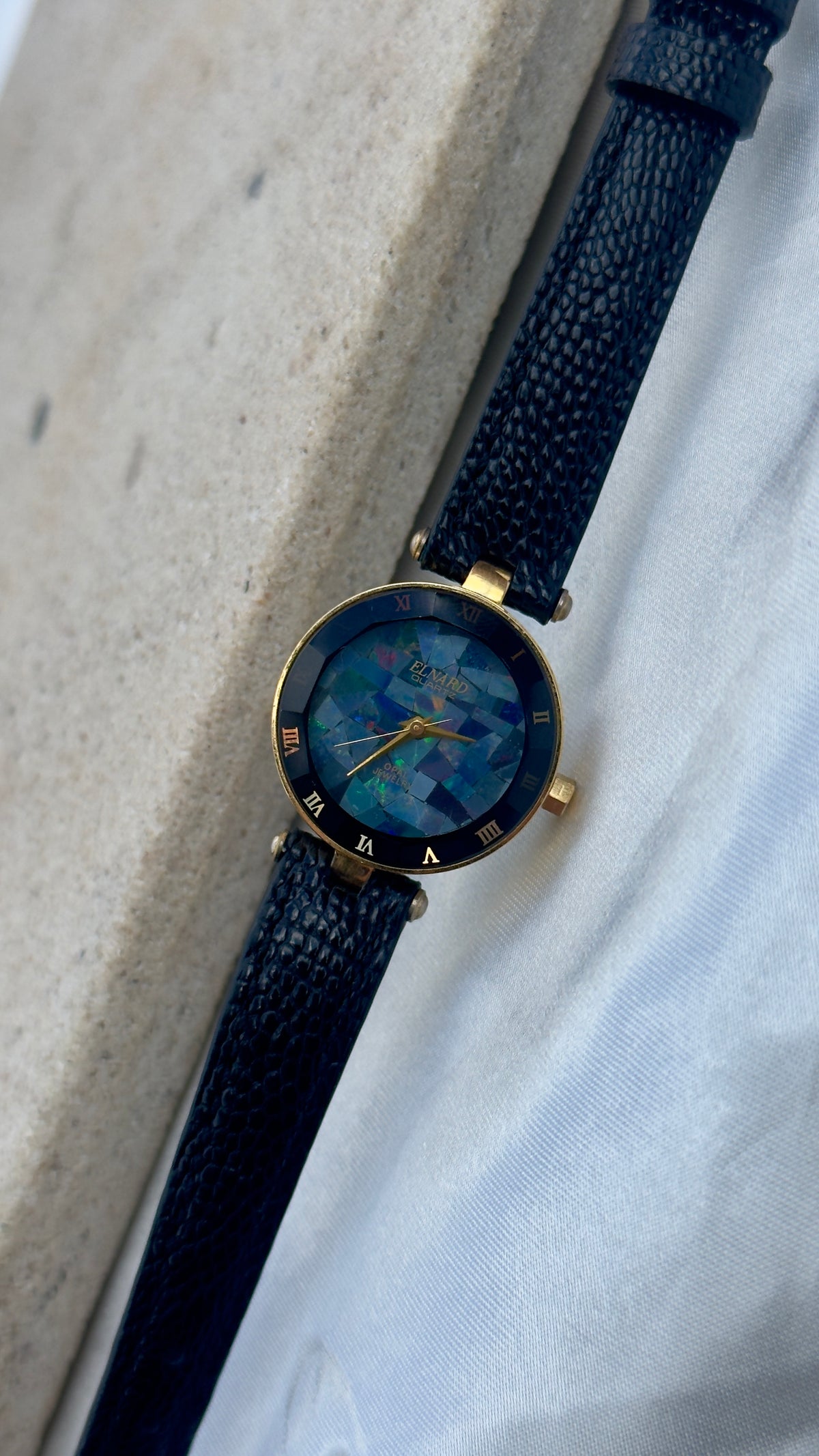Elnard Art Deco Opal Watch 1990s - Handmade genuine leather