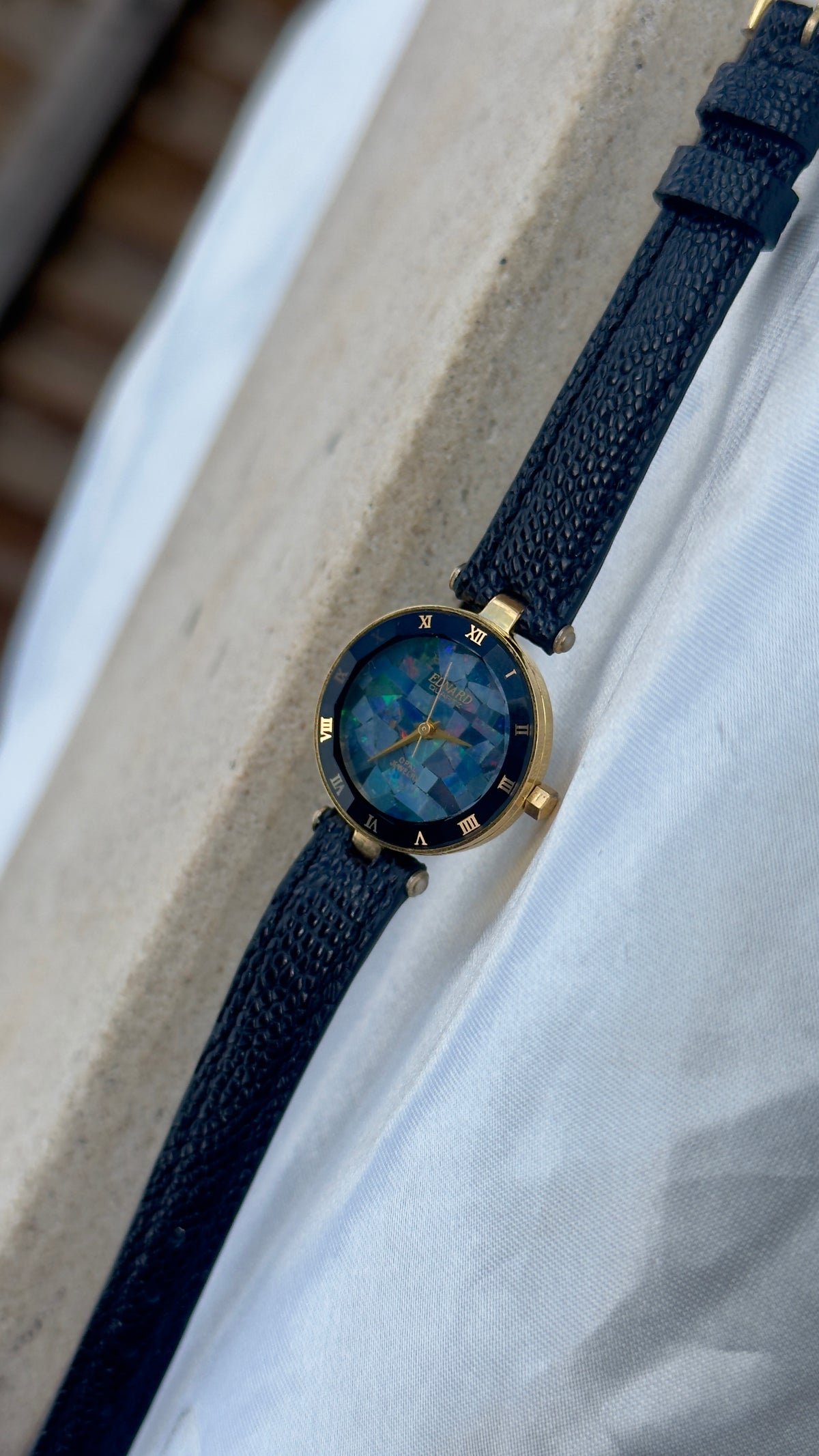Elnard Art Deco Opal Watch 1990s - Handmade genuine leather