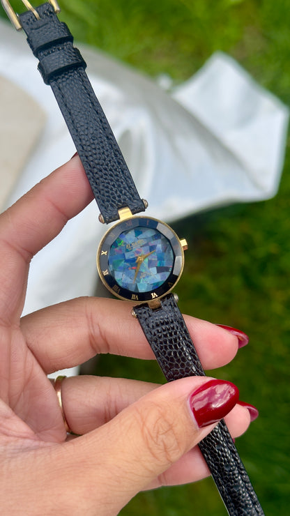 Elnard Art Deco Opal Watch 1990s - Handmade genuine leather