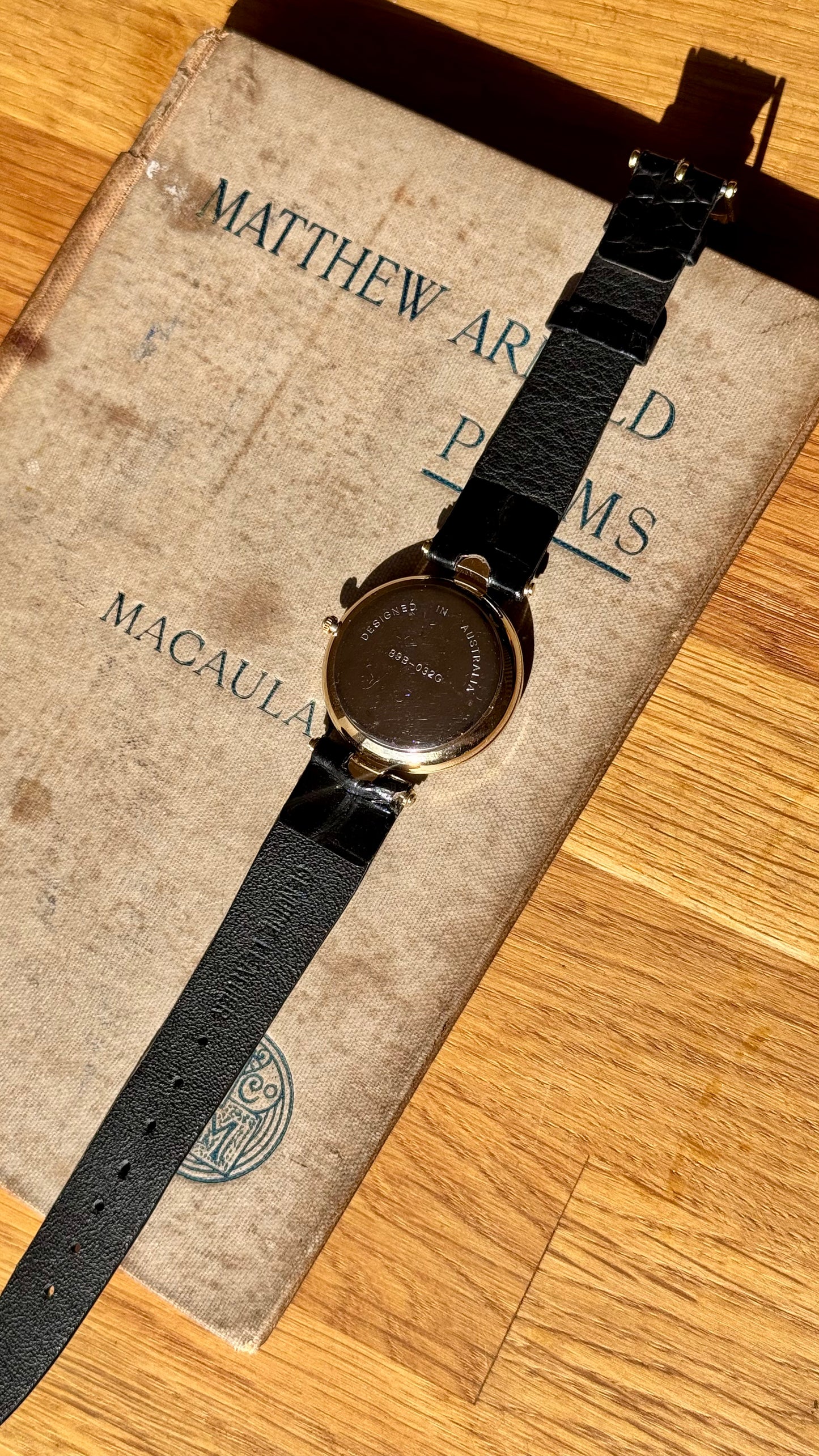 Fabergé Mosaic Opal Dial Watch,  Swiss Movement and Genuine Black Leather Strap 1980s