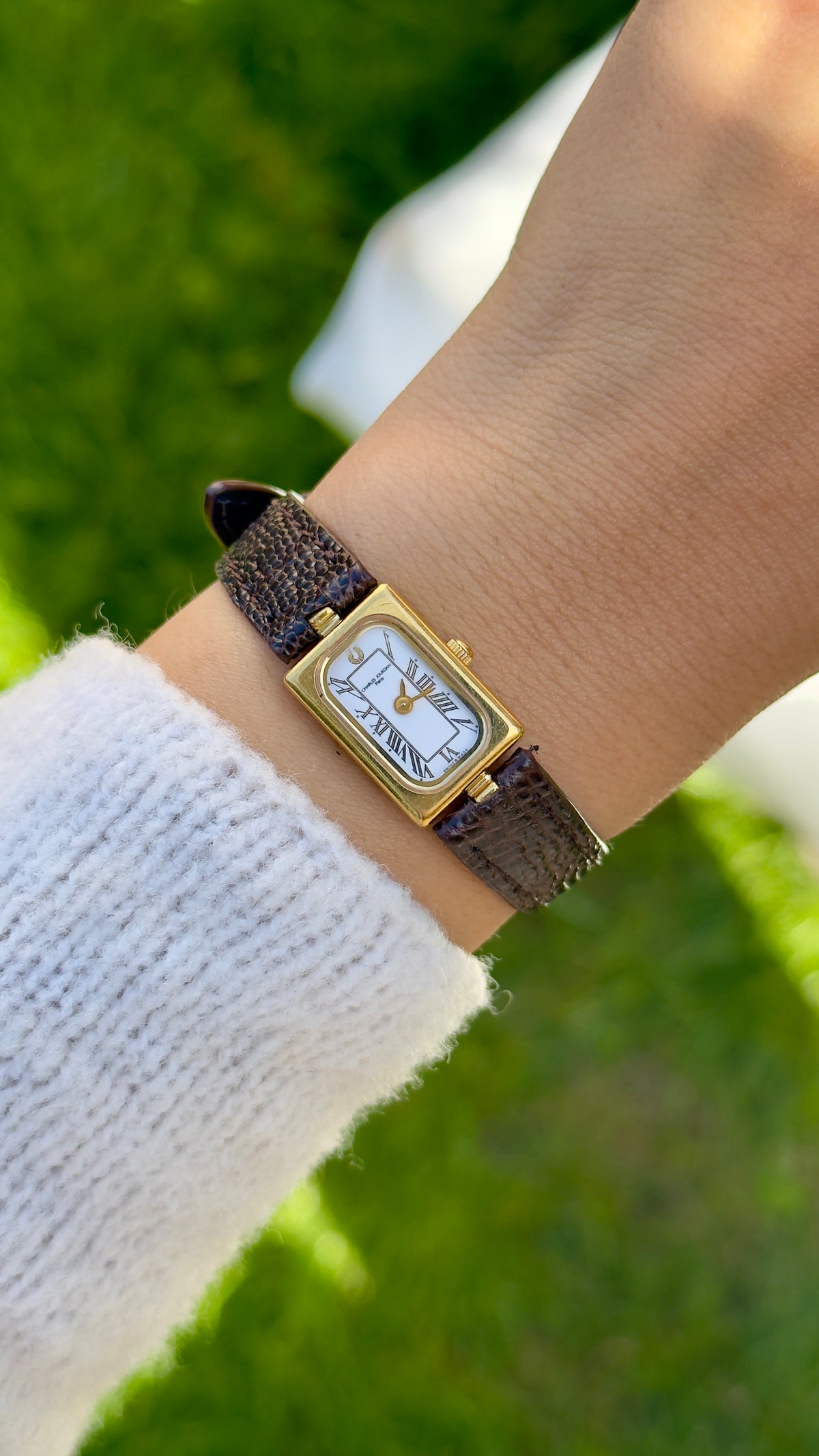 Vintage 1980s Charles Jourdan Paris Watch - Gold Plated Case, Genuine Handmade Leather