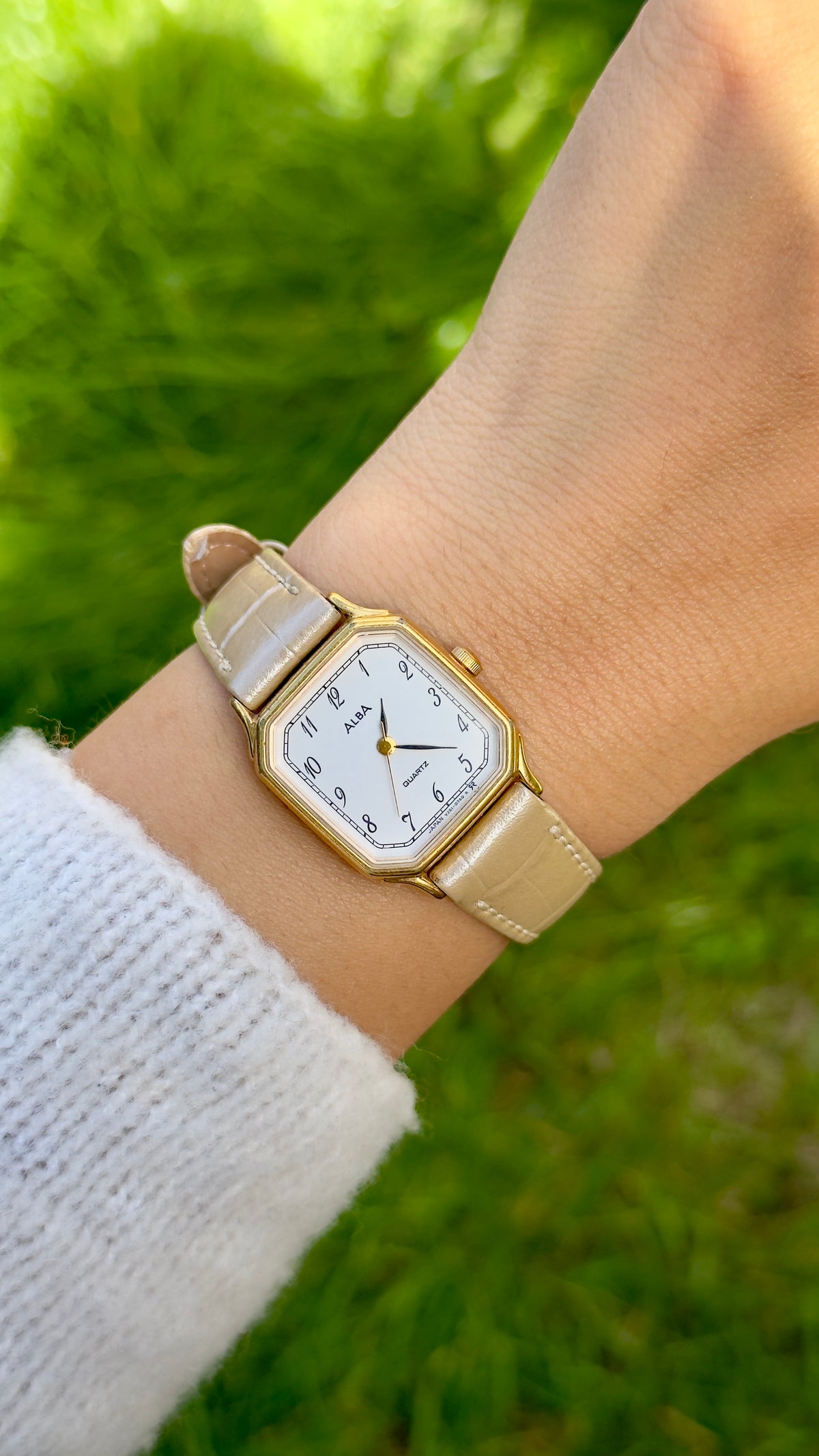 Vintage 1996 Seiko Alba Watch - Gold Plated Case, Genuine Leather
