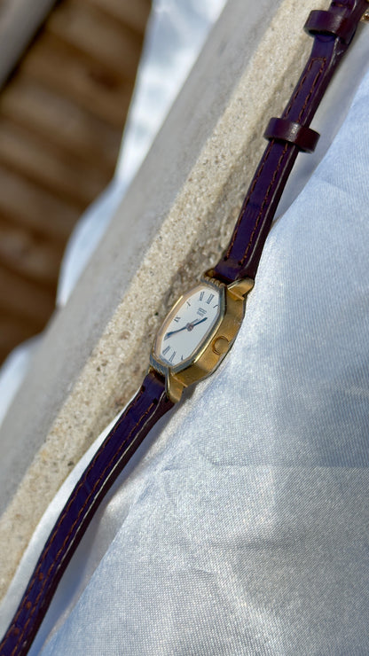 Vintage 1980 Seiko Watch - Gold Plated Case, Genuine Handmade Leather