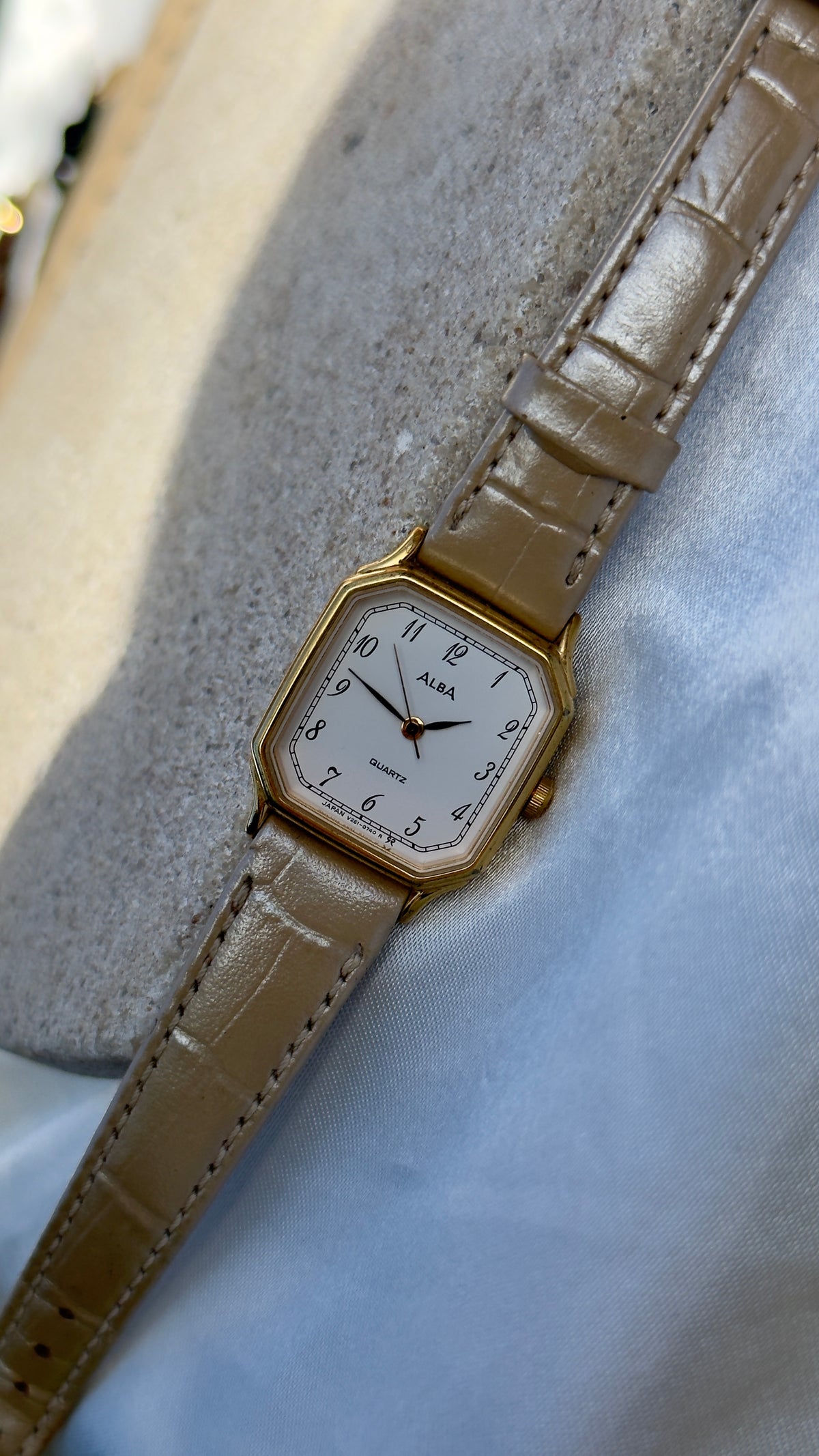 Vintage 1996 Seiko Alba Watch - Gold Plated Case, Genuine Leather